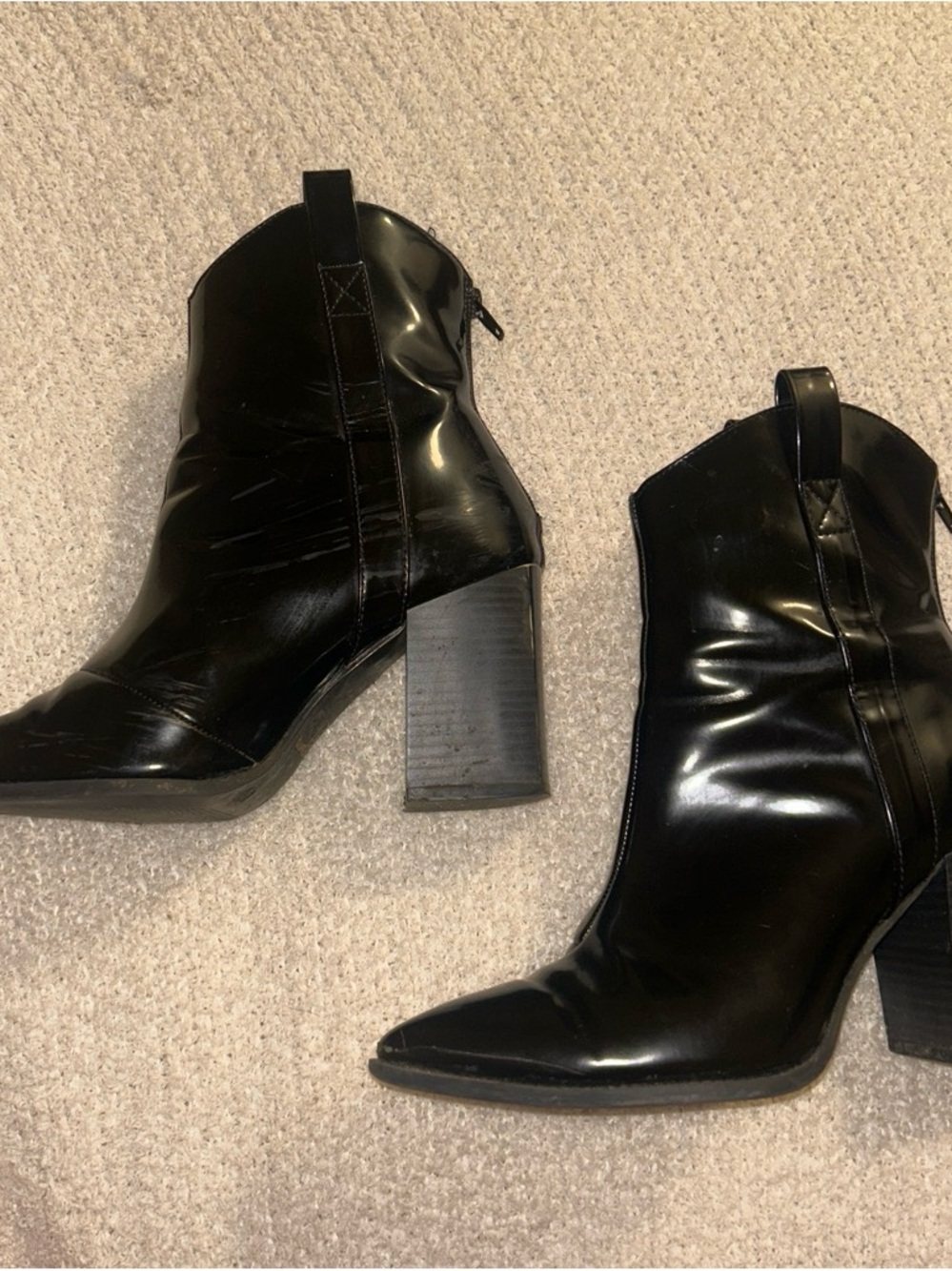Wild Diva Black Pointed Toe Block Heel Ankle Boots
